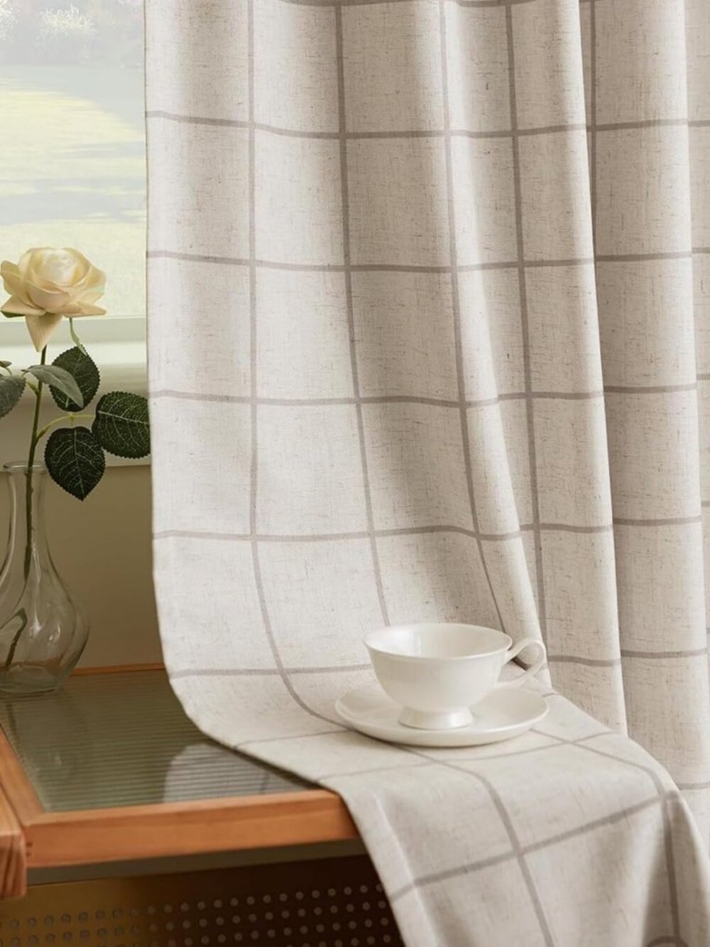 84-Inch Blackout Pinch Pleated Plaid Curtains - Insulated Gingham Set, 2 Panels
